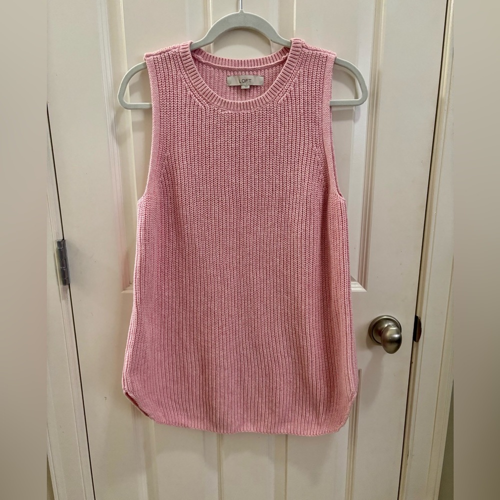 LOFT Pink Sleeveless Sweater Top